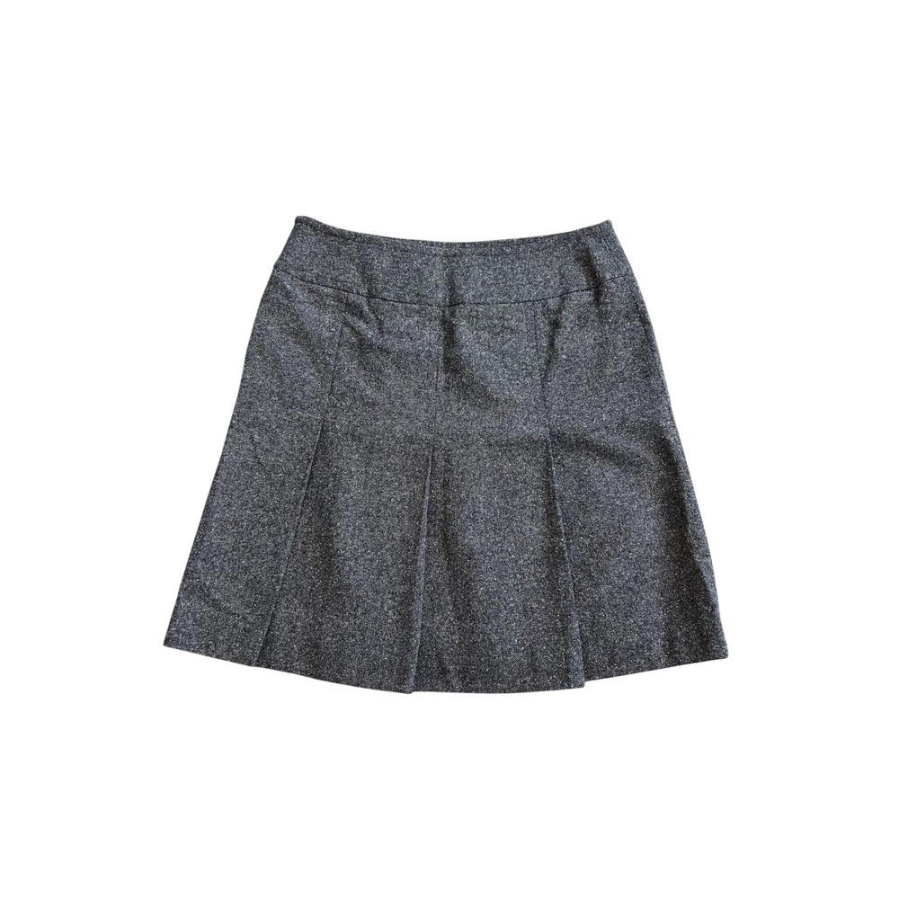 LOFT Charcoal Gray Wool Silk Pleated Mini Skirt | Womens 4P | Preppy Chic - Picture 3 of 7
